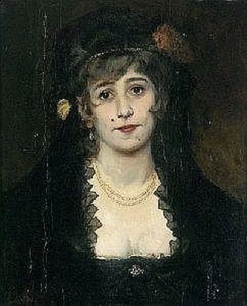 Bruno Piglhein - Mezzo ritratto di signora in abito da sera